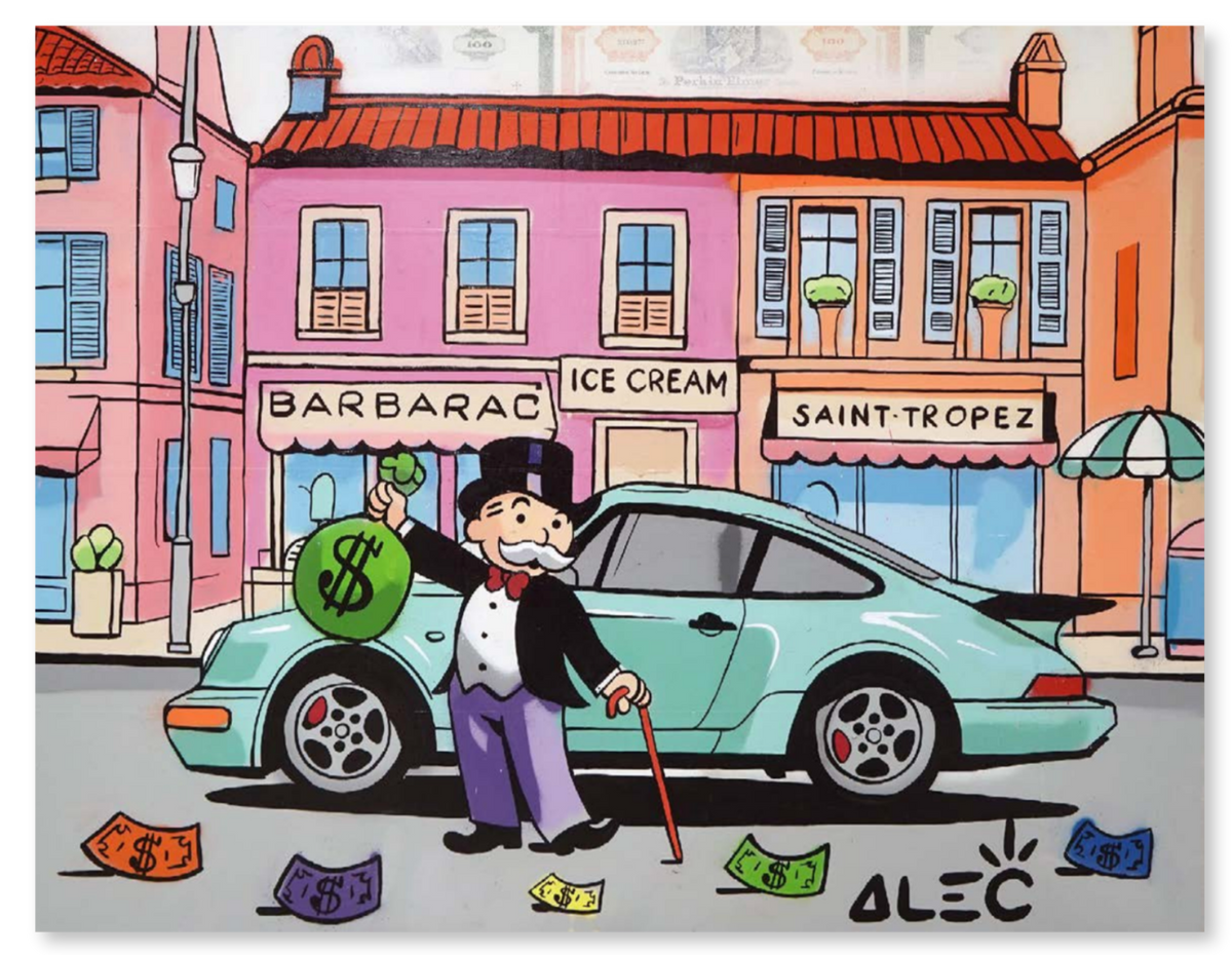 Monopoly Cane $ Bag up German Luxury Car Parked Ice Cream