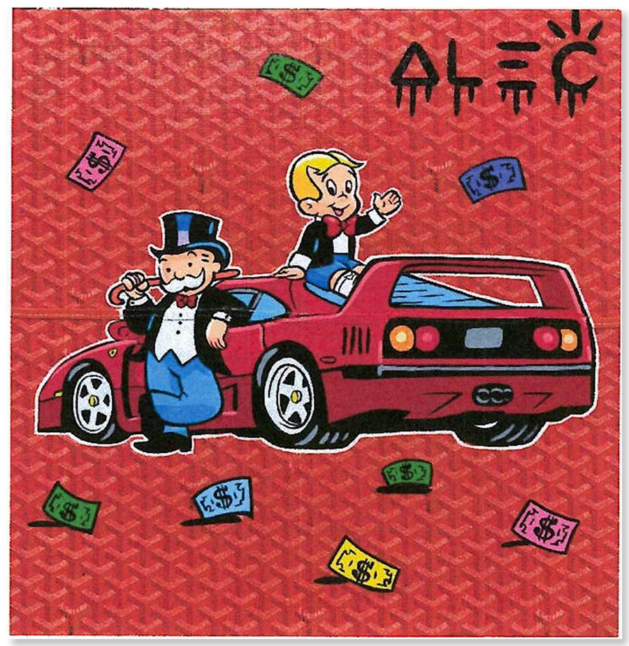 Monopoly & Richie on Trunk with Red Car
